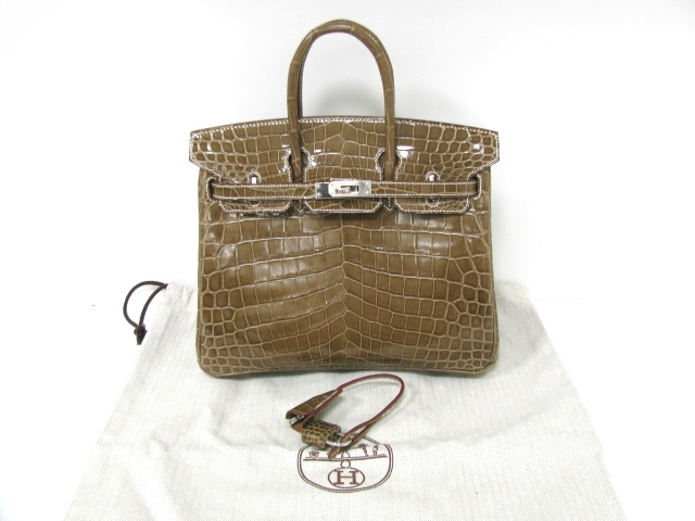 エルメス バーキン25/フィセル/金具 シルバー)/クロコダイルニロティカス